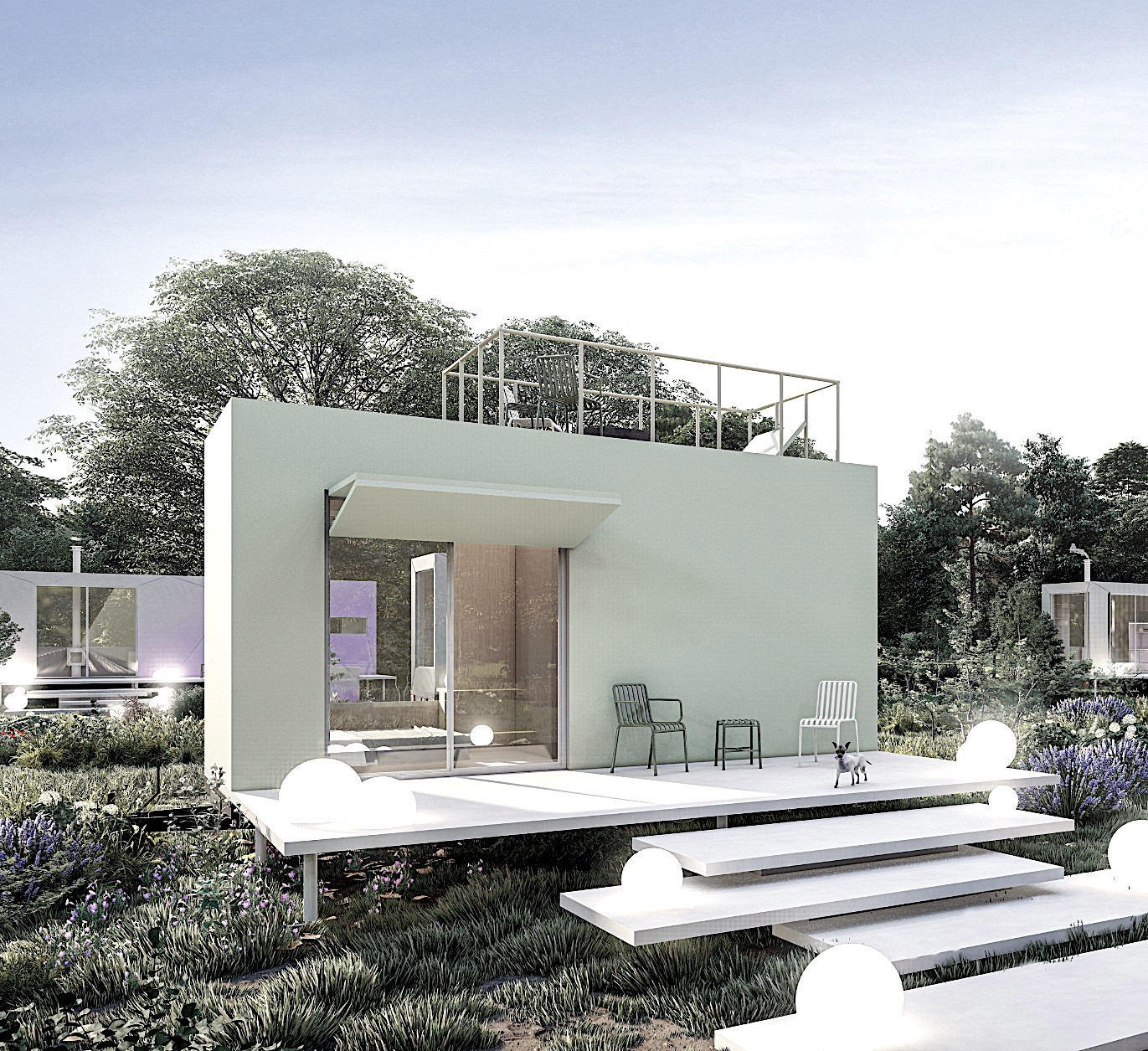 M3 Zen Grove modular prefab cabin with rooftop deck, 1-bedroom design for modern living
